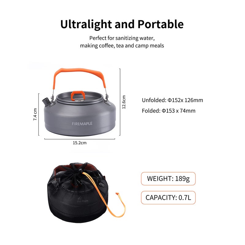 Fire-Maple Feast T3 Camping Kettle | 0.8 Liter Lightweight | Portable Teapot Aluminum for hiking camping - Image 3